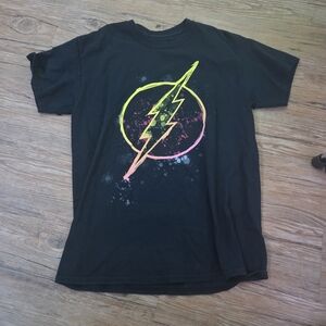 Black Graphic Tee with Neon Lightning Bolt